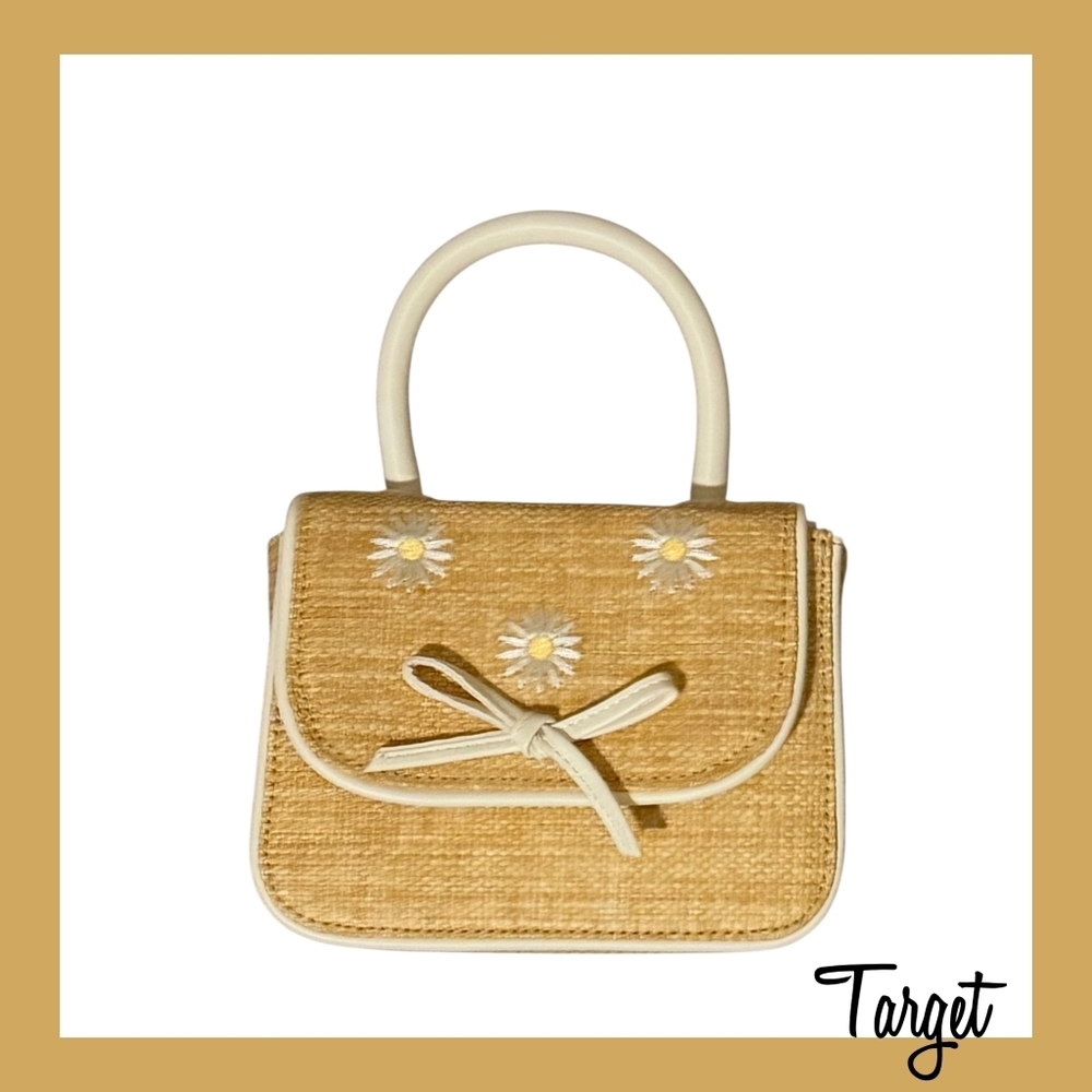 Target Yellow Daisy Mini Top-Handle Bag with White Trim